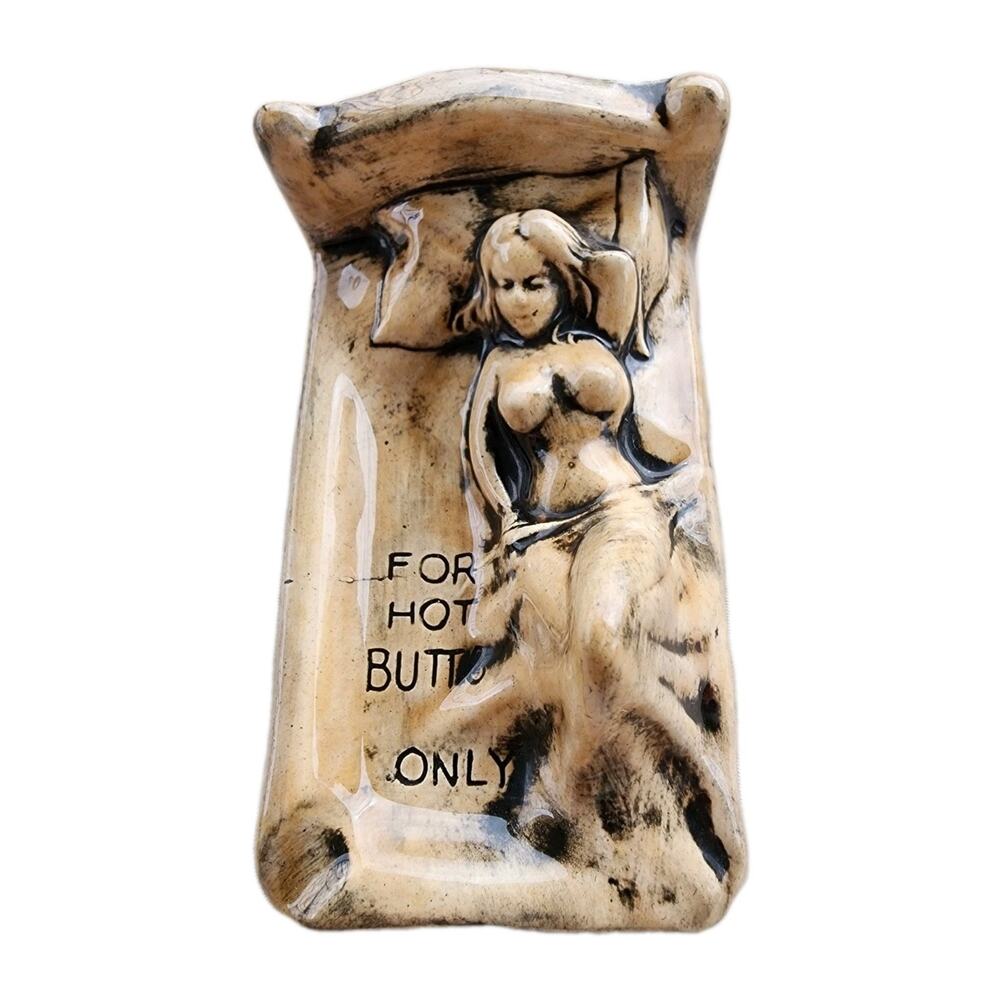 FOR HOT BUTTS ONLY Novelty Ashtray VTG Adult Humor Risque Mid Century Tobacciana